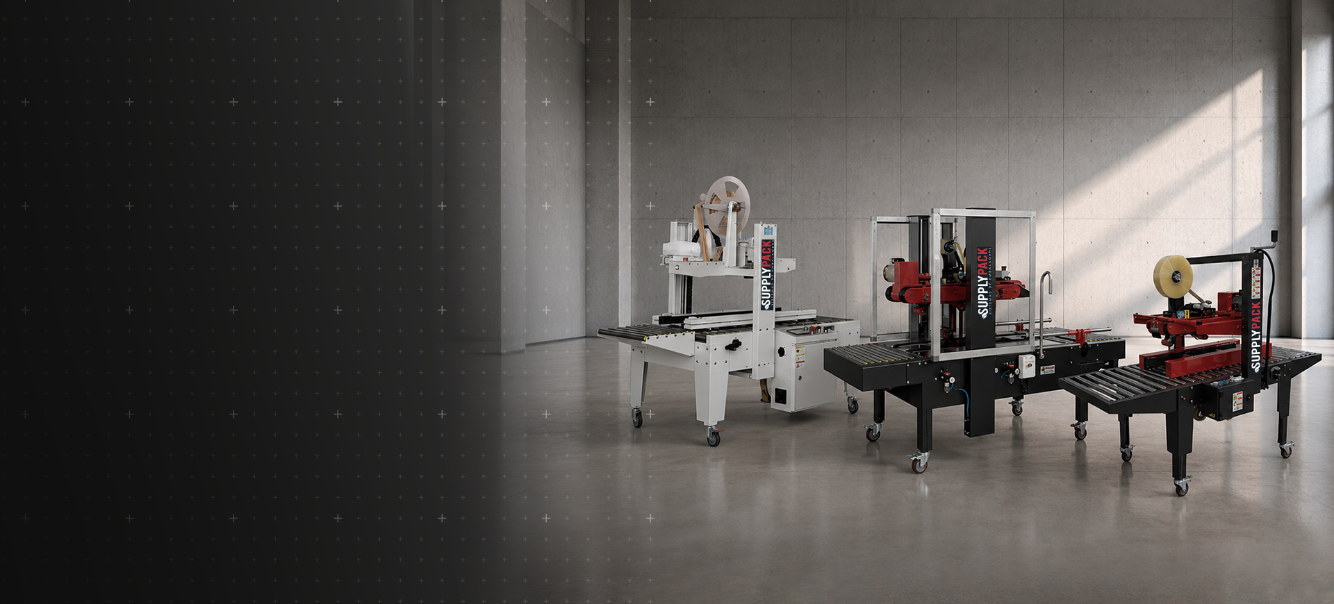 Linha de seladoras de caixas Supplypack em ambiente industrial